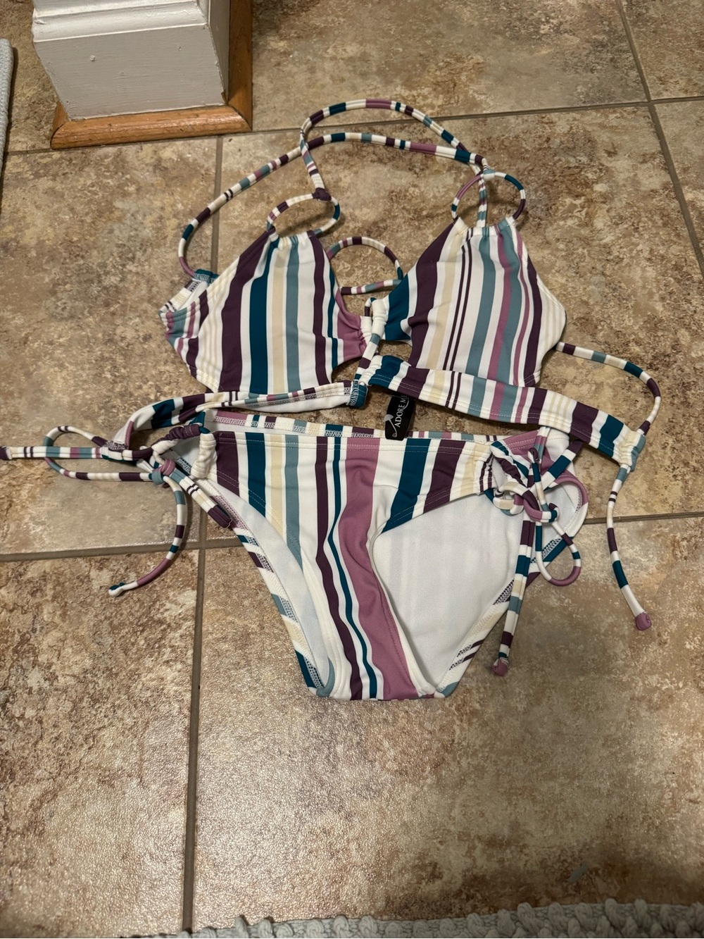 Striped Tie-Side women’s Bikini - Multi-Color